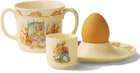 2 Handled Hug-a-Mug, Egg Cup and Egg Saucer